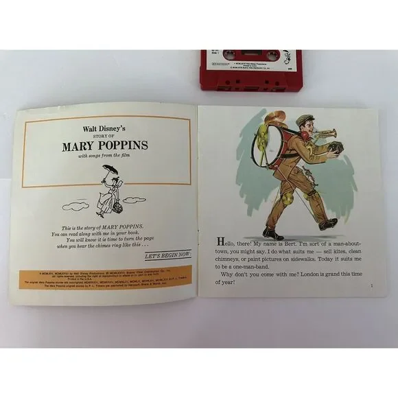 Disney Lot X3 It's a Small World & Mary Poppin 1968Vinyl Record 7" 1977 Cassette